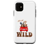 Cute Lets Get Wild Safari Zoo Animals Party Red Car Coque pour iPhone 11