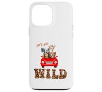 Cute Lets Get Wild Safari Zoo Animals Party Red Car Coque pour iPhone 13 Pro Max