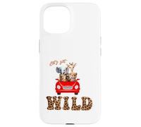 Cute Lets Get Wild Safari Zoo Animals Party Red Car Coque pour iPhone 15