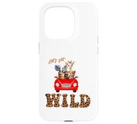 Cute Lets Get Wild Safari Zoo Animals Party Red Car Coque pour iPhone 15 Pro