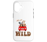 Cute Lets Get Wild Safari Zoo Animals Party Red Car Coque pour iPhone 16