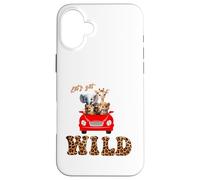 Cute Lets Get Wild Safari Zoo Animals Party Red Car Coque pour iPhone 16 Plus