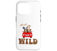 Cute Lets Get Wild Safari Zoo Animals Party Red Car Coque pour iPhone 16 Pro