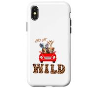Cute Lets Get Wild Safari Zoo Animals Party Red Car Coque pour iPhone X/XS