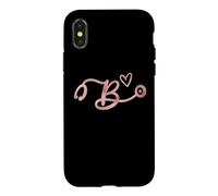 Cute Letter B Initial Monogram Nurse Rose Pink Stethoscope Coque pour iPhone X/XS