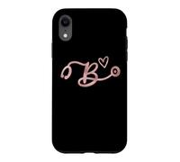 Cute Letter B Initial Monogram Nurse Rose Pink Stethoscope Coque pour iPhone XR