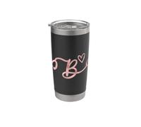 Cute Letter B Initial Monogram Nurse Rose Pink Stethoscope Gobelet isotherme en acier inoxydable double paroi