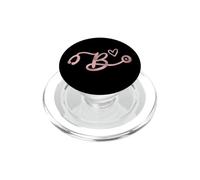 Cute Letter B Initial Monogram Nurse Rose Pink Stethoscope PopSockets PopGrip pour MagSafe