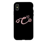 Cute Letter C Initial Monogram Nurse Rose Pink Stethoscope Coque pour iPhone X/XS