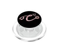 Cute Letter C Initial Monogram Nurse Rose Pink Stethoscope PopSockets PopGrip pour MagSafe