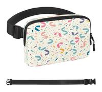 Cute Line Sac banane à confettis pastel pour homme et femme, sac banane avec poches à fermeture éclair, sac de taille imperméable avec sangle réglable pour l'entraînement, la course, les voyages, la