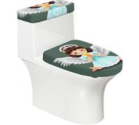 Cute Little Angel Lot de 2 housses de siège de toilette avec couvercle de réservoir, élastique pour toilettes en forme de U et allongées, décoration de salle de bain, cadeau de pendaison de