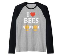 Cute Little Bee Funny Simple i Love Bees Manche Raglan