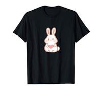 Cute Little Fluffy Bunny Rabbit holding Pink Heart Graphic T-Shirt