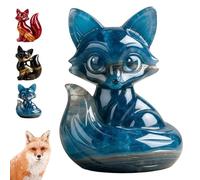 Cute Little Fox Ornaments,Handcrafted Resin Fox Figurines,Gorgeous Evening Dress Fox Ornament,Home Decor Resin Animals,Suitable for Office and Home Decoration and Ornaments(Blue)