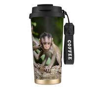 Cute Little Monkeys Tasse à café à double paroi en acier inoxydable 316, durable, isolée et élégante pour les amateurs de café et de thé