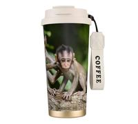 Cute Little Monkeys Tasse à café à double paroi en acier inoxydable 316, durable, isolée et élégante pour les amateurs de café et de thé