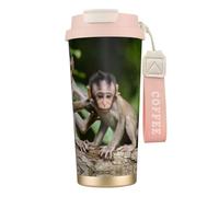 Cute Little Monkeys Tasse à café à double paroi en acier inoxydable 316, durable, isolée et élégante pour les amateurs de café et de thé