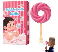 Cute Lollipop Bath Bombs, Bubble Blowing Fizzy Bath Ball with Bubble Wand,Colorful Bubble Bath Ball for Fun Bath Time,Gentle on Sensitive Skin,Rainbow Bath Balls Gift Set for Girls Boys (Pink)