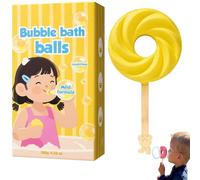 Cute Lollipop Bath Bombs, Bubble Blowing Fizzy Bath Ball with Bubble Wand,Colorful Bubble Bath Ball for Fun Bath Time,Gentle on Sensitive Skin,Rainbow Bath Balls Gift Set for Girls Boys (Yellow)