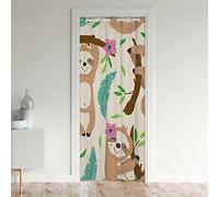 Cute Loutre d'arbre Rideau de Porte 86x203cm Kawaii Animaux Rideaux Interieur Salon Chambre Cartoon Loutre d'arbre Décoration Rideaux Exterieur d'entrée Rideau Occultant