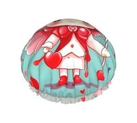 Cute Loving Boy Bonnet de douche réutilisable double couche imperméable avec cordon élastique pour le nettoyage de la maison
