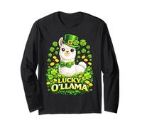 Cute Lucky Ollama St. Patrick's Day Llama Shamrock Manche Longue