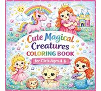 Cute Magical Creatures Coloring BooK For Girls Ages 4-8: Big and Easy Designs for Little Hands | Unicorns, Princesses, Dragons, Mermaids, Fairies and Cute Fantasy Friends
