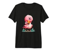 Cute Mama Baby Flamingo Oiseaux Roses T-Shirt Haut de Gamme