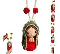 Cute Mary Statue Car Interior Decoration, Handmade Auto Rearview Mirror Virgin Mary Crochet Charm Decoration, Elegant Religious Figurines Hanging Decor for Dashboard,Christmas,Family,Friends