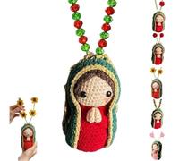 Cute Mary Statue Car Interior Decoration, Handmade Auto Rearview Mirror Virgin Mary Crochet Charm Decoration, Elegant Religious Figurines Hanging Decor for Dashboard,Christmas,Family,Friends