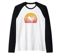 Cute Mens Womens Funny Retro Vintage Sunset Octopus Lover Manche Raglan
