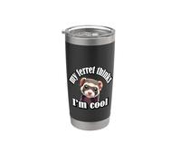 Cute Mens Womens Kids Lover Ferret Thinks Im Cool Gobelet isotherme en acier inoxydable double paroi