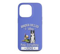 Cute Mens Womens Watercolor Wine Fine Border Collie Lover Coque pour iPhone 13 Pro