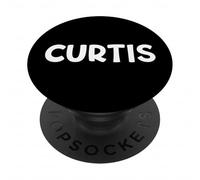 Cute Modern, Comic-Style White Font: First Name Curtis PopSockets PopGrip Adhésif