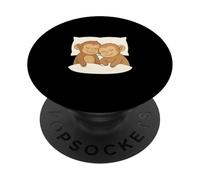 Cute Monkey Couple Sleeping PopSockets PopGrip Adhésif