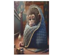 Cute Monkey Puzzles en Bois 1000 Pièces Adultes, Poster Jigsaw Puzzle, Design Unique Jouet ÉduChatif pour Adolescents Et Enfants （78×53cm）