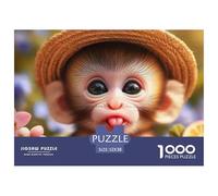 Cute Monkey with Roses Surfing Wave Matériau Cartonné Résistant Activité Interactive Amusante, pour Les Anniversaires Et Les Célébrations 52x38cm/1000pcs