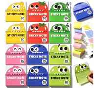 Cute Monster Lot de 12 distributeurs de notes adhésives pop-up transparentes pour mémo, onglets d'index, bureau et papeterie d'étude