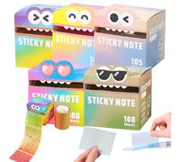 Cute Monster Pattern Sticky Note, 105 Sheets/Roll, Pastel Gradient Pull-Out Memo Pads, Self-Adhesive Random Color Notes for School Students Teachers & Office Use (5 Pcs Mix B)