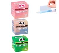 Cute Monster Pattern Sticky Note, Funny Pastel Animal Post It Notes, Self Adhesive Cartoon Notes Memo Pads, Multi Purpose Sticky Note, Office School Tab Supplies (105pcs/Box) (3PCS1#)