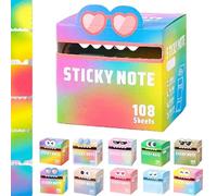 Cute Monster Pattern Sticky Note,Funny Pastel Animal Post It Notes,Vibrant Gradient Design,Pastel Pull-Out Easy Post Memo Pads,105 Sheets/Roll, Office School Tab Supplies (#C,5PCS)