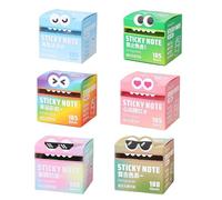 Cute Monster Pattern Sticky Note, Sticky Note Pad, Sheets Pearlescent Sticky Note, Fun Pastel Pull-Out Memo Pads, Notepads Stationery, 105pcs/Box Small to Do List, Office School Tab Supplies (6Pcs-B)
