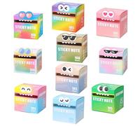 Cute Monster Pattern Sticky Notes 105 Sheets/Roll, Pastel Pull-Out Memo Pads, Cute Monster Pattern Pad, Funny Pastel Animal Notes, Small to Do List, Office School Tab Supplies (Mix-10Pcs)