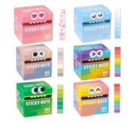 Cute Monster Pattern Sticky Notes 105 Sheets/Roll, Pearlescent Super Sticky Funny Pastel Animal Note Stickers, Notepads Stationery, Back to School Gift for Teachers & Students (6pcs)