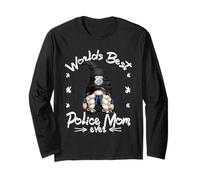Cute Mother`s Day GNOME for Worlds Best Police Mom Ever Manche Longue