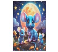 Cute Mouse Puzzles en Bois 1000 Pièces Adultes, Poster Jigsaw Puzzle, Design Unique Jouet ÉduChatif pour Adolescents Et Enfants 78×53cm