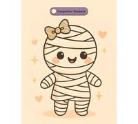Cute Mummy Girl Halloween Notebook: Wide Ruled Composition Book | 100 Pages | Pastel Peach & Gold Sparkle Cover | Cute & Non-Scary