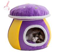 Cute Mushroom Cat House,Mushroom Shape Semi Enclosed Cat Nest,Winter Warm Soft Plush Pet Cave Bed for Puppy Indoor Living Room Bedroom Balcony Apartment Home