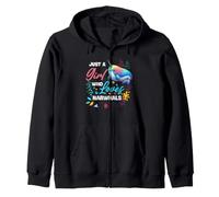 Cute Narval Girl Who Loves Narvals Kawaii Ocean Art Sweat à Capuche